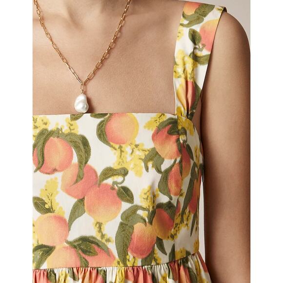 J Crew Square Neck Midi Dress 10 10P P10 NWT Peach Fruit Yellow CJ529 J.Crew - Picture 3 of 4